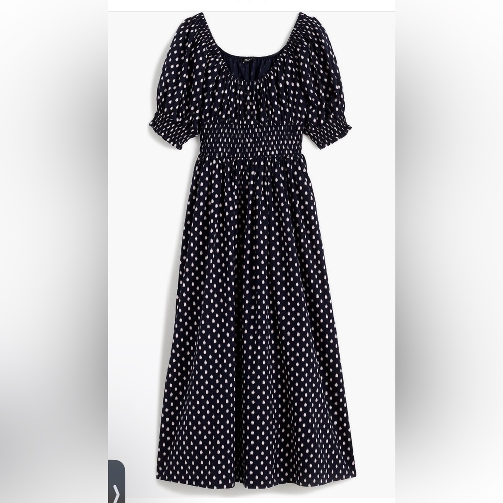 Madewell Smocked-Waist Midi Dress in Shibori Dot Print